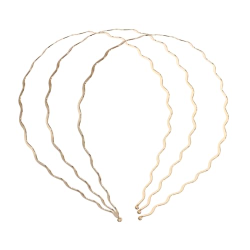 PENIKOKO 3 STÜCKE Teiliges Metall stirnbänder mit Wellenförmiger Struktur Rutschfester Sitz Langlebig und Pflegeleicht Unisex Haarreif für Damen und Herren Vielseitig Einsetzbar für Alltag von PENIKOKO