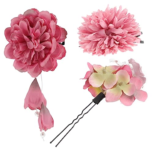 PENIKOKO 3 Stück Chinesischer Stil Blumenhaarspange Kunstblumen Haarnadel Für Frauen Stilvolle Haarschmuck Für Hochzeiten Partys Und Cosplay Rosa Vintage Haarschmuck Für Besondere von PENIKOKO