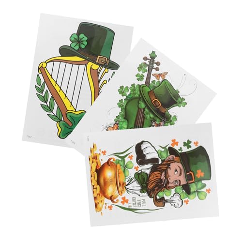 PENIKOKO 3 Stück Kleeblatt Aufkleber für Patrick's Day Irische Party Dekoration Gesichtstatoos und Event Accessoires für Unvergessliche Feiern und Besondere Anlässe von PENIKOKO