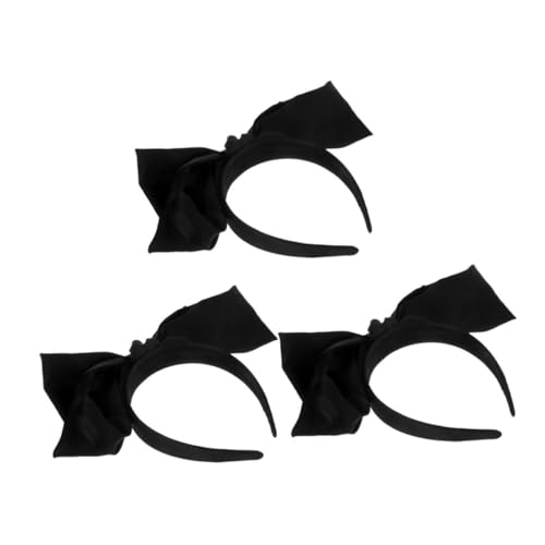 PENIKOKO 3 Stück Schleife Stirnband stilvolle Haarbögen Stirnband mit Schleife Damen niedliches Bogenknoten -Design ausgefallene Stirnbänder für Damen Bughaarband Stoff Schwarz von PENIKOKO