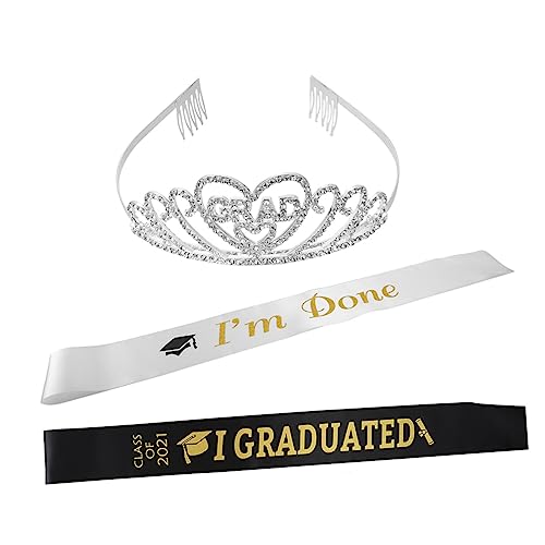 PENIKOKO 3stücke Schärpenkronen-set Für Abschlussfeiern Party-schärpen-set Mit Stilvollem Design Haarschärpe Für Abschlussfeiern Schärpe Und Stirnband-set Für Jede Party von PENIKOKO