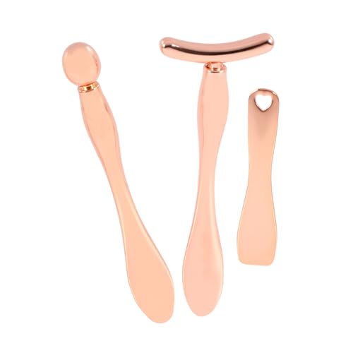 PENIKOKO 3 Stück Teiliges Augencreme Massage Applikationsstäbe Roségold Praktisches Make up Löffel Fördert Absorption Augenringe Kompakt und Tragbar für Gesichtspflege von PENIKOKO