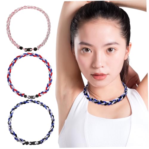 PENIKOKO 3 Stück Teiliges Baseball für Männer Geflochten Strapazierfähigem Seil Sport Halskette Verschiedenen Farben für Baseball Fans von PENIKOKO