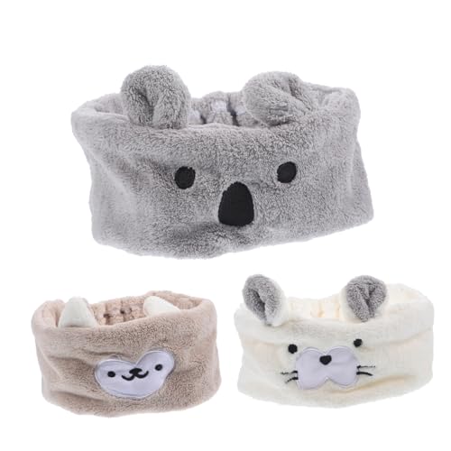 PENIKOKO 3 Stück Teiliges Elastisches Stirnband mit Niedlichem Tierdesign für Damen und Mädchen Weiches Haarband zum Waschen und Schminken Bequemes Gesichtspflege stirnband in Weiß und von PENIKOKO