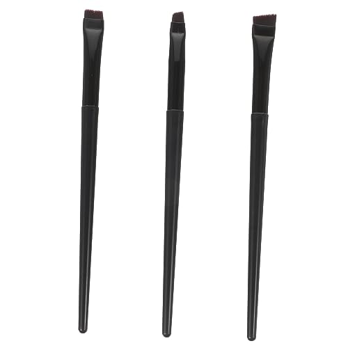 PENIKOKO 3 Stück Teiliges Eyeliner und Augenbrauenpinsel Flacher Schräger Kopf Präzise Konturierung Leicht Tragbar für Professionelle und Private Make Up Anwendung Schwarzer von PENIKOKO