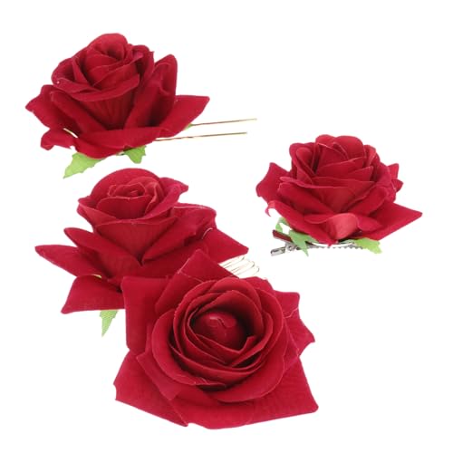 PENIKOKO 3 Stück Teiliges Haarschmuck mit Rosenblume U Förmiger Haarkamm Haarnadel und Haarklammer Langlebig und Formstabil Geeignet für Hochzeit Party Alltagsmode Geschenkidee für Frauen von PENIKOKO