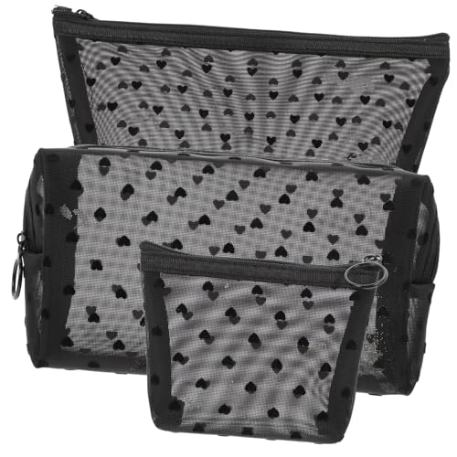 PENIKOKO 3 Stück Teiliges Kosmetik Transparente Netz Kosmetiktasche mit Reißverschluss Großer Kapazität Reise Make Up Organizer Praktische Toilettenartikel Aufbewahrungstasche für Damen von PENIKOKO