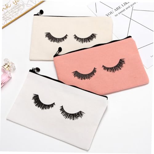 PENIKOKO 3 Stück Teiliges Kosmetiktaschen aus Segeltuch mit Druck Multifunktionale Kulturtaschen für Damen Leichte und Strapazierfähige Make up Beutel in Weiß Beige und Rosa für Reise und PENIKOKO 3 Stück Teiliges Kosmetiktaschen aus Segeltuch mit Druck Multifunktionale Kulturtaschen für Damen Leichte und Strapazierfähige Make up Beutel in Weiß Beige und Rosa für Reise und von PENIKOKO