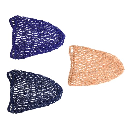 PENIKOKO 3 Stück Teiliges Langes Elastisches Haarnetz für Mädchen Langlebiges Netzhaarband zum Schlafen und Salon Atmungsaktive Haarschutzhaube in Blau und Khaki Geeignet für Lange Haare von PENIKOKO