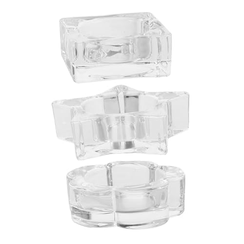 PENIKOKO 3 Stück Teiliges Nail Dappen Cup aus Robustem Glas mit Stern Blüten und Eiswürfelform für Gel Polish Mischen Pinselreinigung und Flüssigkeitsaufbewahrung Langlebig Leicht zu von PENIKOKO