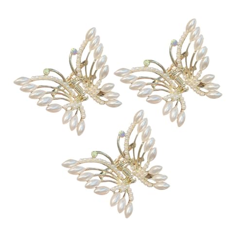 PENIKOKO 3 Stück Teiliges Perlen schmetterlings haarclip Zinklegierung Leichter Haarschmuck für Damen Dekorative Haarklammern für Partys Hochzeiten und Alltag Eleganter Frauen von PENIKOKO