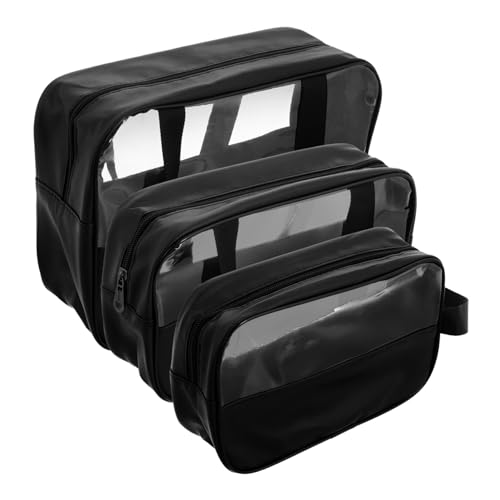 PENIKOKO 3 Stück Teiliges Set Halbtransparente Kosmetiktaschen Große Kapazität Handgriff Multifunktional Reise und Haushalt Organizer für Make Up Toilettenartikel von PENIKOKO