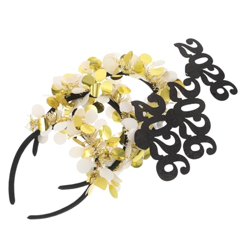 PENIKOKO 3stücke Goldenes Stirnband Für Mädchen Mit Trendigem Zahlenmuster Für Silvesterparty Leichtes Und Bequemes Haaraccessoire Für Festlichkeiten von PENIKOKO