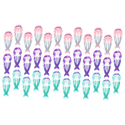 PENIKOKO 36 Stck Teiliges Meerjungfrau Haarklammern Metall Snap Hair Clips für Mädchen und Frauen Bunte Rutschfeste Haarschmuck Hautfreundlich für Geburtstag Party Hochzeit und Festtage von PENIKOKO