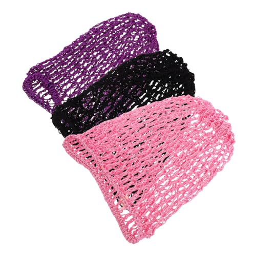 PENIKOKO 3stücke Häkelte Haarnetze Für Damen Elastische Netze Zum Dutt Gehäkelte Mütze Für Häkelhaar Handgefertigte Haarnetzabdeckung Atmungsaktive Damen-haarnetze von PENIKOKO