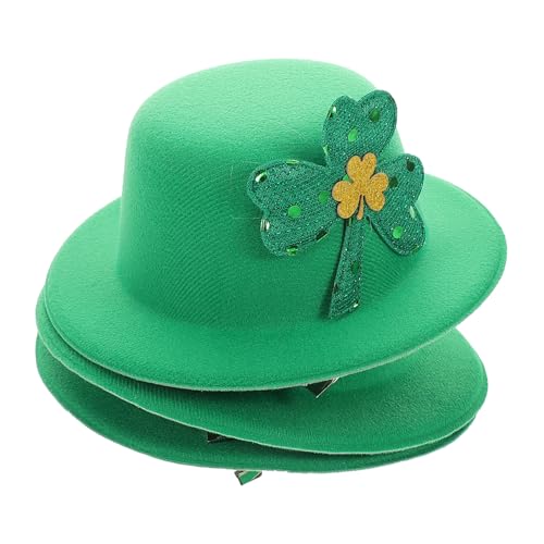 PENIKOKO 3stücke Koboldhut Haarspangen Grün Für Damen Mini Hutspangen Kleeblatt Kopfbedeckung Haarschmuck St Patricks Day Hut Accessoires Für Mädchen Festival Party von PENIKOKO