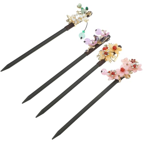 PENIKOKO 4 Stck Teiliges Chinesische Haarnadeln im Vintage stil mit Blumen dekor Elegante Haarstäbchen für Damen und Mädchen Handgefertigte Haarschmuck accessoires Passend zu Hanfu und von PENIKOKO