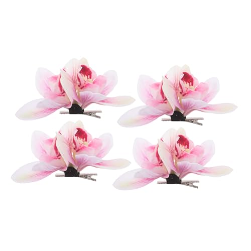 PENIKOKO 4 Stück Haarklammern mit Künstlichen Orchideenblumen Doppelte Blütendekoration Leichte Blumen Haarspangen für Damen Boho Strandurlaub Hochzeitsschmuck Sommerliche Accessoires von PENIKOKO