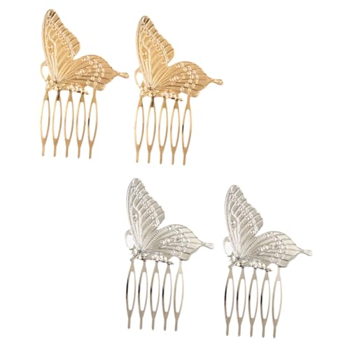 PENIKOKO 4 Stück Modische Metallische Schmetterling Haarspangen Haarkämme Zarte Haarnadeln Damen Haarschmuck Geeignet für Vielseitige Frisuren und Besondere Anlässe von PENIKOKO
