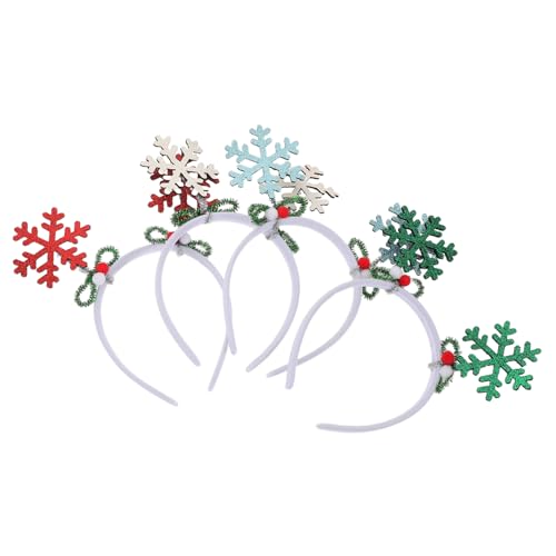 PENIKOKO 4 Stück Schneeflocken Haarreifen Glitzernde Winter Party Haarbänder für Frauen Mädchen Leichtes Design Festliche Weihnachtsaccessoires für Feiertagsfeiern von PENIKOKO