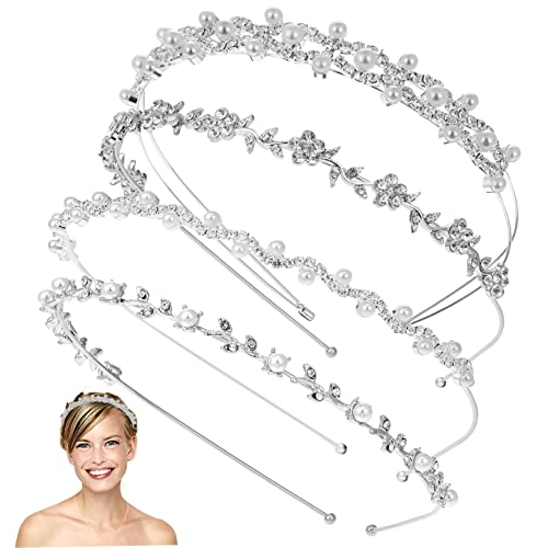 PENIKOKO 4 Stück Teiliges Braut Haarband mit und Strass Eleganter Haarschmuck für Hochzeit Komfortabel und Rutschfest Geeignet für Brautkleider und Festliche Anlässe von PENIKOKO