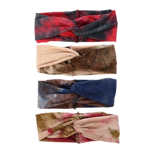 PENIKOKO 4 Stück Teiliges Elastisches Sport Haarband Damen Geknotet Atmungsaktiv Schweißabsorbierend Modisch Vielseitig für Yoga Fitness Outdoor Boho Stil Weiches Kopfband in Schwarz Rot von PENIKOKO