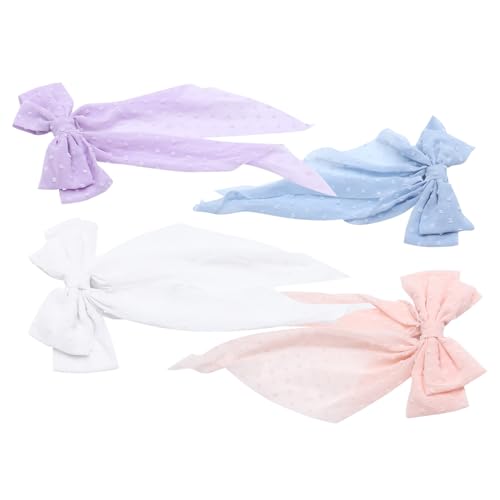 PENIKOKO 4 Stück Teiliges Große Haarschleifen Clips Charmante Schleifen mit Langen Bändern Federleichte Frühlings haarspangen in Pastellfarben Hautfreundlich und Stabil für Damen und von PENIKOKO