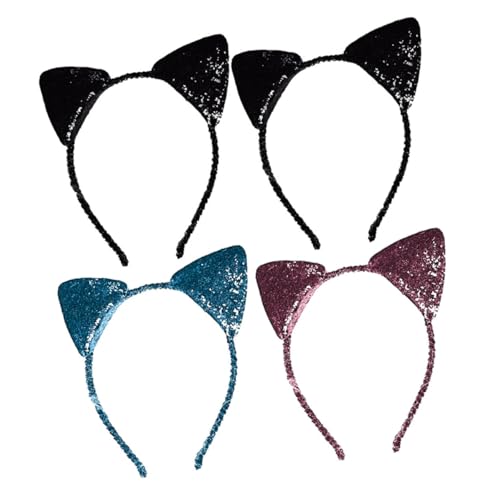PENIKOKO 4 Stück Teiliges Haarreifen mit Katzenohren Niedliches und Stylisches Party haarschmuck Kreative Kopfbedeckung für Mädchen Geeignet für Karneval Geburtstag Cosplay Zufällige Farbe von PENIKOKO