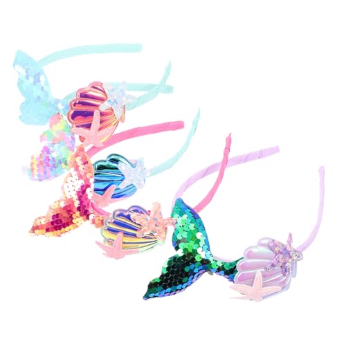 PENIKOKO 4 Stück Teiliges Haarschmuck mit Pailletten Meerjungfrau Stirnbänder in Rosa Grün Blau Kreative Kopfschmuck Accessoires für Mädchen Party und Fotorequisiten von PENIKOKO