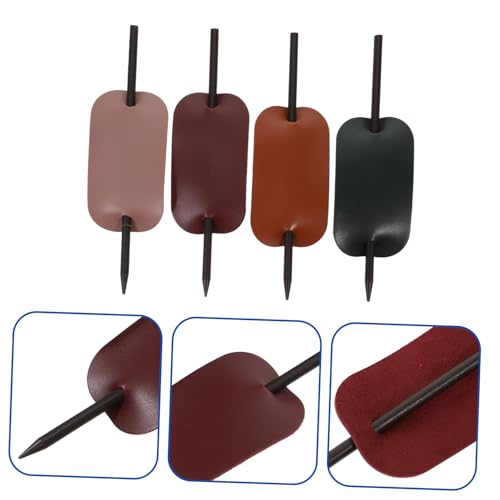 PENIKOKO 4 Stück Teiliges Holz haarstab Lederoberfläche Leichter Haarnadel pin für Frauen Geeignet für Lange Gewellte und Lockige Haare Stilvolle Haarklammer zum Einfachen Befestigen und von PENIKOKO