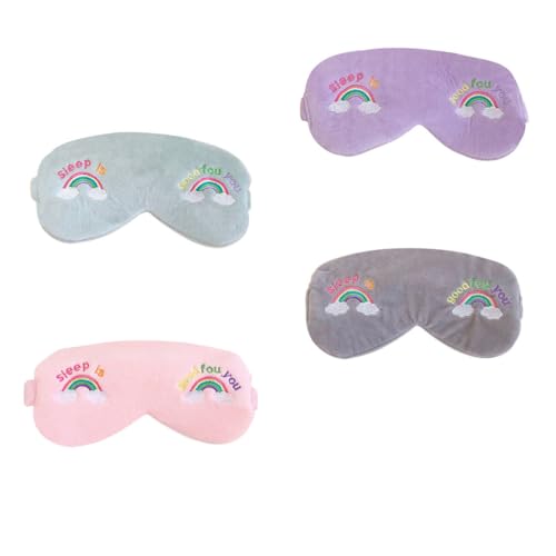 PENIKOKO 4 Stück Teiliges Mädchen Haarband mit Regenbogen stickerei Vielseitig als Schlafmaske und Beauty augenbinde Elastisch und Bequem für Reise Entspannung und Zufällige Farbe von PENIKOKO