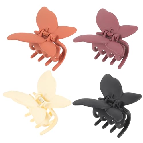 PENIKOKO 4 Stück Teiliges Matte Schmetterlings haarklammern für Damen und Mädchen Starker Halt Vielseitige Haarklammer zum Haarstyling und Alltagsschmuck in Schwarz Weinrot und Orange von PENIKOKO