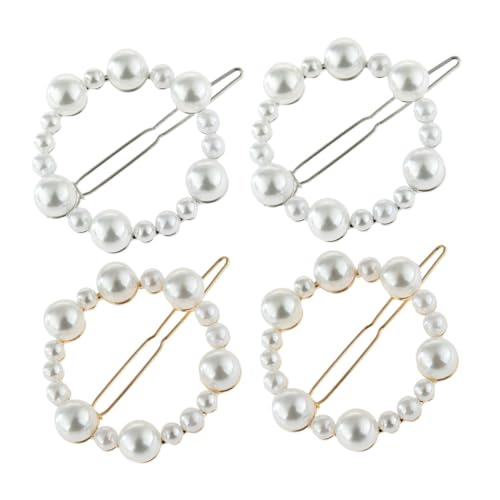 PENIKOKO 4 Stück Teiliges Runde Perlen haarspangen Damen Elegante Haarklammern in Gold und Silber Modischer Haarschmuck für Alltag und Besondere Anlässe von PENIKOKO