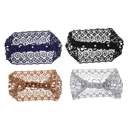 PENIKOKO 4 Stück Teiliges Spitzen Haarbänder für Damen mit Künstlichen Perlen Elastisch und Vielseitig Einsetzbar für Hochzeiten Make Up und Alltag Kopfbedeckung zur von PENIKOKO