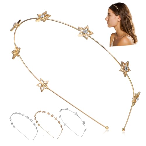 PENIKOKO 4 Stück Teiliges Stern Haarreifen mit Funkelnden Strasssteinen Modische Fünfzackige Stirnbänder in Gold und Silber Eleganter Brautschmuck für Hochzeit Party und Festliche Anlässe PENIKOKO 4 Stück Teiliges Stern Haarreifen mit Funkelnden Strasssteinen Modische Fünfzackige Stirnbänder in Gold und Silber Eleganter Brautschmuck für Hochzeit Party und Festliche Anlässe von PENIKOKO