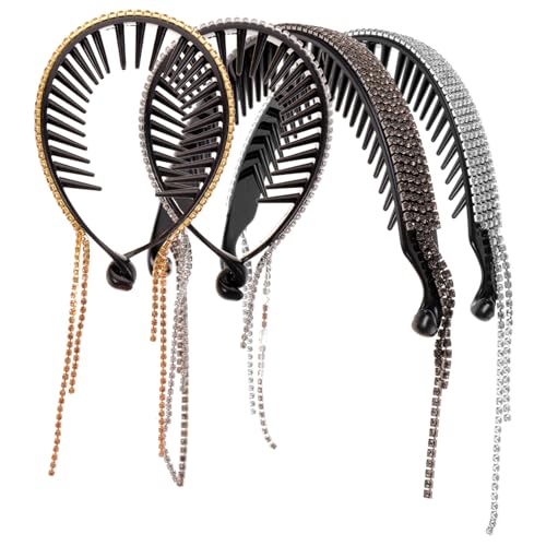 PENIKOKO 4 Stück Teiliges Strass Haarknoten mit Quasten Glitzernde Bun Holder für Damen Vielseitige Ponytail Halter Schonend und Langlebig Geeignet für Dickes und Zartes Haar für Hochzeit von PENIKOKO