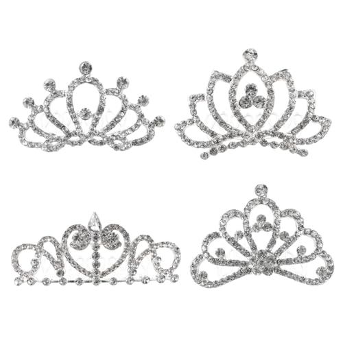 PENIKOKO 4 Stück Teiliges Strass Tiara Schmuck mit Kamm für Mädchen Glitzernde Kristallkrone Haarschmuck für Geburtstag Party Abschlussball und Festlichkeiten von PENIKOKO