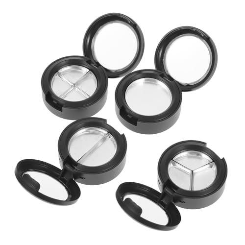 PENIKOKO 4 Stück Teiliges Transparenter Runder Fächer Lidschattenbox Matte Aufbewahrung mit Aluminium Pfannen Leere Make Up Case für Lidschatten Lippenstift Kompaktpuder Reisegebrauch von PENIKOKO