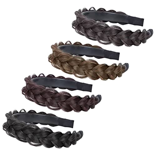PENIKOKO 4stücke Geflochtenes Stirnband Aus Hochwertigem Kunsthaar Breites Zopfstirnband Für Mädchen Leicht Und Angenehm Zu Tragen Passt Zu Verschiedenen Frisuren Und Anlässen von PENIKOKO