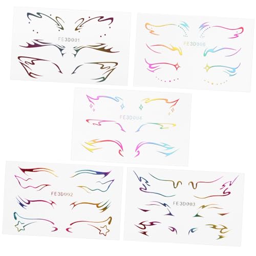 PENIKOKO 5 Blätter Teiliges Selbstklebende Eyeliner aufkleber Leichte Langlebige Temporäre Augen make up Tattoos Wasserfeste Einfach Anzubringende Dekorationssticker für Besondere Anlässe von PENIKOKO