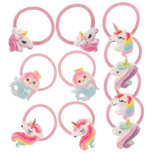 PENIKOKO 5 Paare Elastische Haargummis Einhorn Haarbänder Haarschmuck Bunte Ponytail Halterung Mädchen Accessoires für Vielseitige Stylings von PENIKOKO