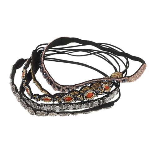 PENIKOKO 5 Stück Damen Haarbänder mit Funkelnden Strasssteinen und Handgefertigten Perlen Elastisch und Dehnbar Leichte Festliche Stirnbänder für Mädchen und Frauen Bequemer Sitz für von PENIKOKO