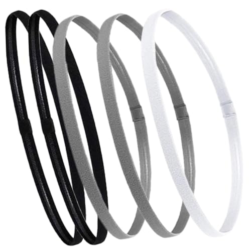 PENIKOKO 5 Stück Elastisches Atmungsaktives Sport Stirnband Teiliges mit Rutschfester Funktion für Damen und Herren für Yoga Laufen Fitness und Basketballtraining von PENIKOKO