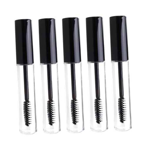 PENIKOKO 5 Stück Leere Wimperntusche Behälter mit Schwarzem Deckel Transparente DIY Mascara Tube Nachfüllbare Wimperncreme Flasche Reise Schminkbehälter für Individuelle Kosmetik von PENIKOKO