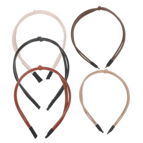 PENIKOKO 5 Stück Teiliges Damen Haarbänder mit Knoten Pu leder Stirnband für Frauen und Mädchen Modische Haarschmuck Accessoires in Schwarz Khaki und Braun Langlebig und Vielseitig für von PENIKOKO