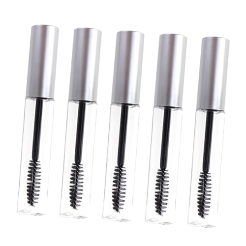 PENIKOKO 5 Stück Teiliges Mascara Tube mit Silbernem Deckel Leerer Wimperntusche Behälter Transparente Eyelash Flasche DIY Kosmetikbehälter für Reisen und Nachfüllung von PENIKOKO