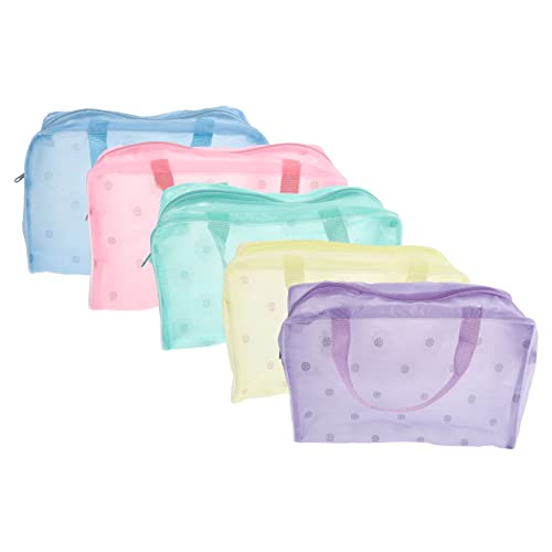 PENIKOKO 5 Stück Teiliges Wasserdichtes Kosmetik Organizer Floralem PVC Material Multifunktionale Kulturbeutel für Reisen Bad und Outdoor in Gelb Violett Grün Blau für Make up und von PENIKOKO