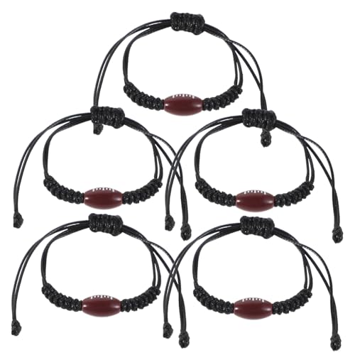 PENIKOKO 5 Stück Verstellbare Rugby Fan Armbänder aus Strapazierfähigem Polyester Sportliche Seilarmbänder für Herren Kreative Robuste Rugby Themen Schmuckstücke von PENIKOKO