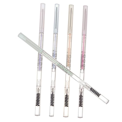 PENIKOKO 5 Stück Wasserdichter Doppelseitiger Augenbrauenstift mit Feiner Spitze und Pinsel Teiliges in Natürlichen Braun und Grautönen Langanhaltend Leicht Tragbar für Damen und von PENIKOKO