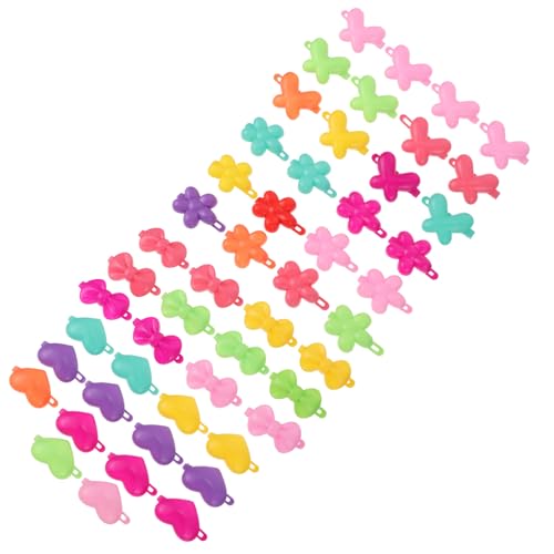 PENIKOKO 50 Stück Bunte Kunststoff Haarklammern Cartoon Haarnadeln mit Herz Blüte Schleife und Schmetterling für Mädchen Leichte Robuste Haarspangen für Alltag Party und DIY Styling von PENIKOKO